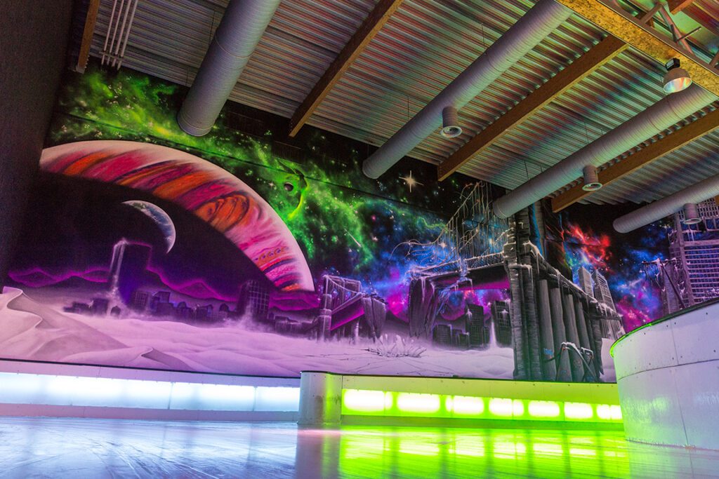 Fresque galaxie sur patinoire