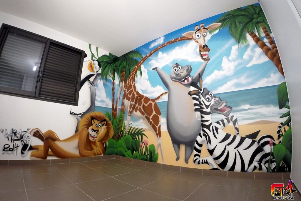 Fresque Madagascar pour espace enfants